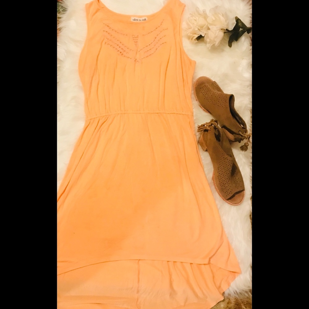 🌼Olive&Oak Peach asymmetrical dress -cutout top🌼